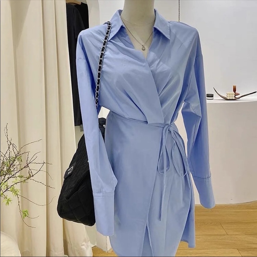 Wrap shirt short dress